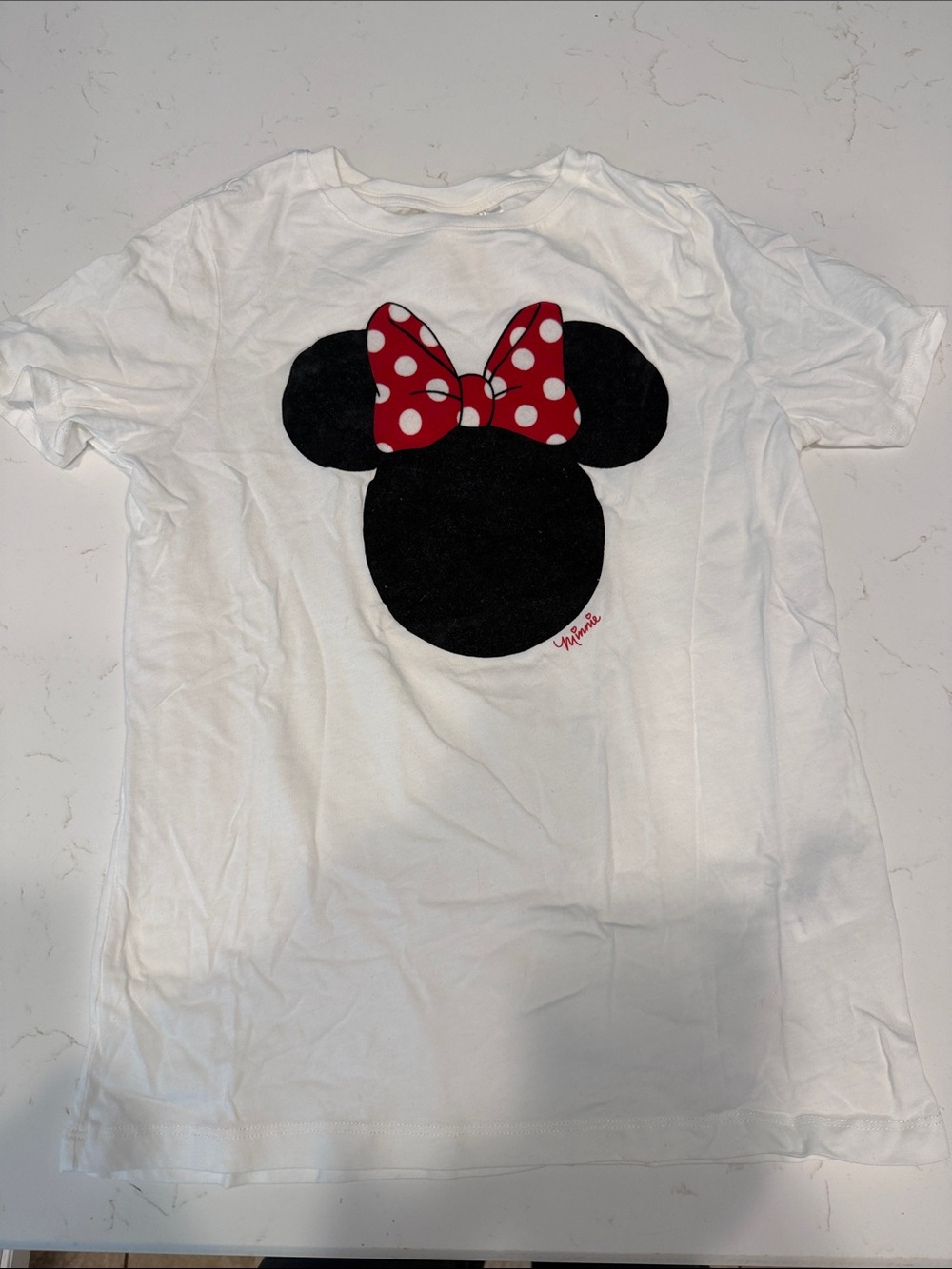 H&M White Kids Minnie Mouse Tee with Red Polka Dot Bow